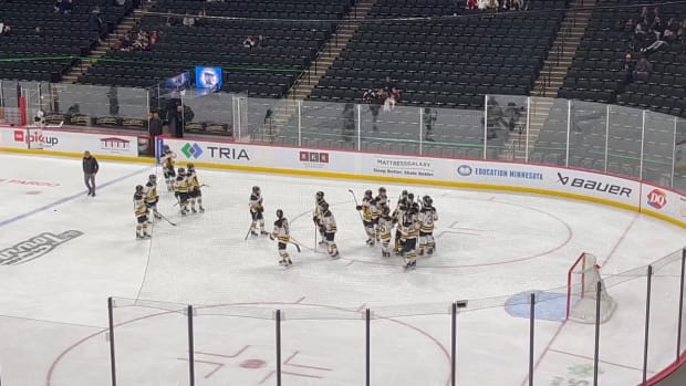 Warroad celebrates win over Albert Lea in Class 1A quarterfinal